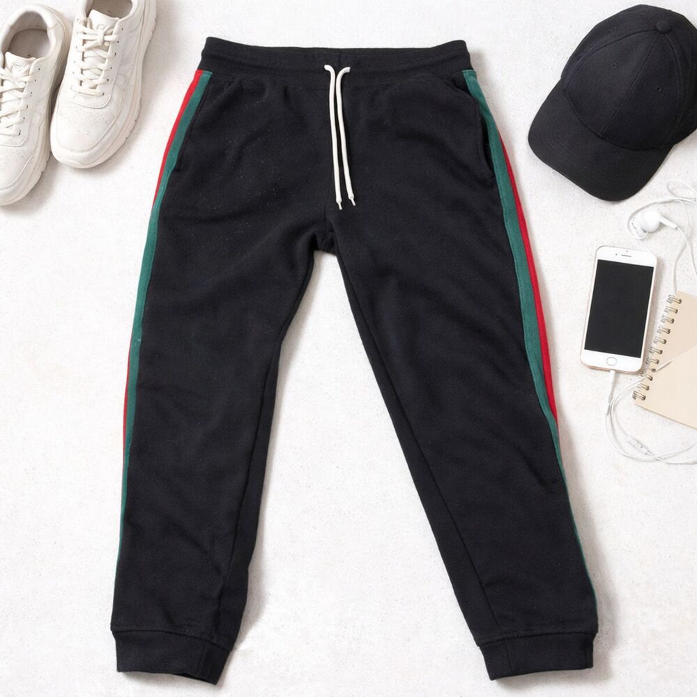 Southpole Men’s Black Jogger Sweatpants Size M Drawstring Pull On Y2K (338)